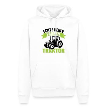 Echte Kerle fahren Traktor - Männer Premium Bio Hoodie - Weiß - Vorne - Nico (187cm)