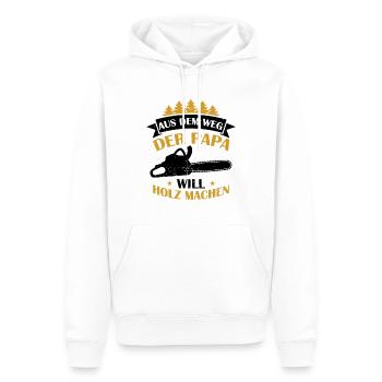 Aus Dem Weg Der Papa Will Holz Machen Förster Wald - Männer Premium Bio Hoodie - Weiß - Vorne - Nico (187cm)