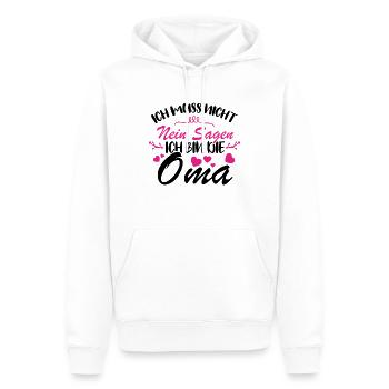 Ich muss nicht nein sagen Ich bin die Oma - Männer Premium Bio Hoodie - Weiß - Vorne - Nico (187cm)