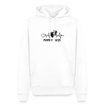 Maman 2025 Battement de cœur - Sweat à capuche Premium bio Homme - blanc - Devant - Nico (187cm)
