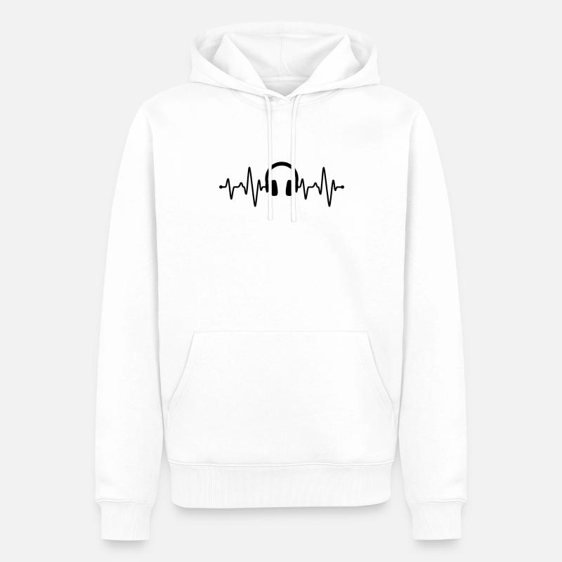 Casque Heartbeat - Sweat à capuche Premium bio Homme - blanc