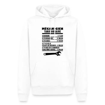 Mécanicien Tarif Horaire - Sweat à capuche Premium bio Homme - blanc - Devant - Nico (187cm)