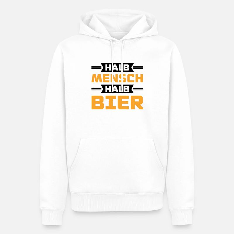 Halb mensch halb bier - Männer Premium Bio Hoodie - Weiß