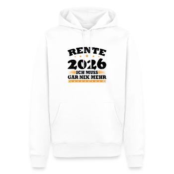 Rente 2026 Ich Muss Gar Nix Mehr - Männer Premium Bio Hoodie - Weiß - Vorne - Nico (187cm)