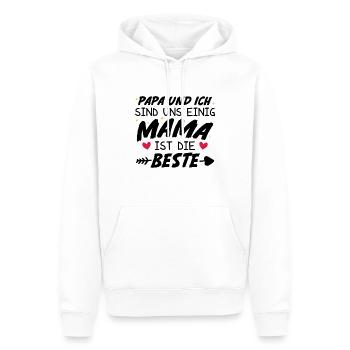 Papa Ich sind uns Einig Mama ist die Beste - Männer Premium Bio Hoodie - Weiß - Vorne - Nico (187cm)