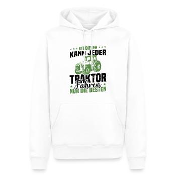Studieren kann jeder traktor fahren nur die besten - Männer Premium Bio Hoodie - Weiß - Vorne - Nico (187cm)
