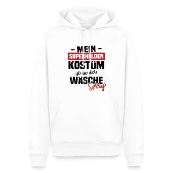 Mon costume de super-héros est dans la blanchisserie Désolé - Sweat à capuche Premium bio Homme - blanc - Devant - Nico (187cm)