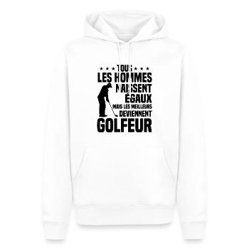Bessere gleichberechtigte Männer werden Golfer - Männer Premium Bio Hoodie - Weiß - Vorne - Nico (187cm)