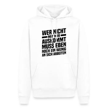Those who don't get along with me work on themselves - Men’s Premium Organic Hoodie - white - Front - Nico (187cm)