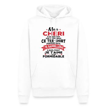 Mein Liebling, ich liebe dich, du bist großartig - Männer Premium Bio Hoodie - Weiß - Vorne - Nico (187cm)
