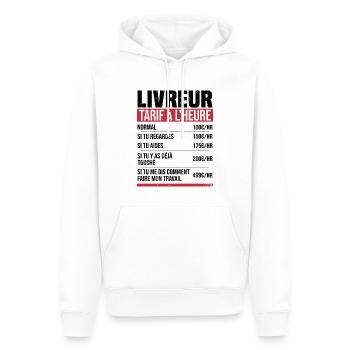 Lieferbote Stundensatz Humor Geschenkidee - Männer Premium Bio Hoodie - Weiß - Vorne - Nico (187cm)