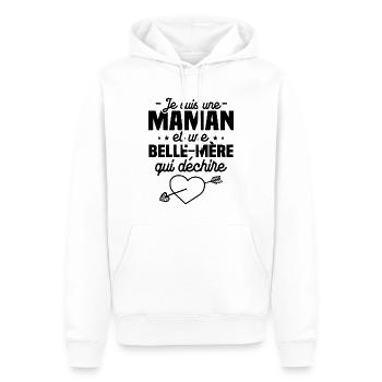 Je suis une Maman et une belle mère qui déchire - Sweat à capuche Premium bio Homme - blanc - Devant - Nico (187cm)