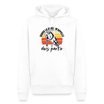 Wenn mich das Eis ruft, muss ich das Eishockey verlassen - Männer Premium Bio Hoodie - Weiß - Vorne - Nico (187cm)