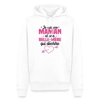 Je suis une Maman et une belle mère qui déchire - Sweat à capuche Premium bio Homme - blanc - Devant - Nico (187cm)