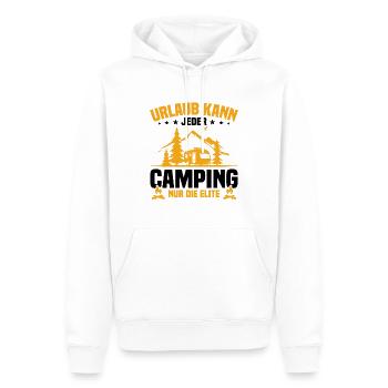 Tout le monde peut partir en vacances en camping, seule l'élite - Sweat à capuche Premium bio Homme - blanc - Devant - Nico (187cm)