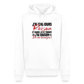 Ich habe immer recht, wenn ich falsch liege, Humor, Paar - Männer Premium Bio Hoodie - Weiß - Vorne - Nico (187cm)