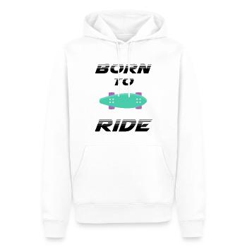 né pour rouler born to ride skateboard skate - Sweat à capuche Premium bio Homme - blanc - Devant - Nico (187cm)