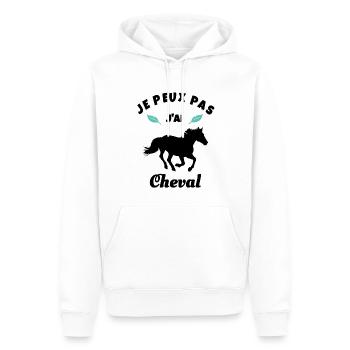 je peux pas j'ai cheval équitation - Sweat à capuche Premium bio Homme - blanc - Devant - Nico (187cm)