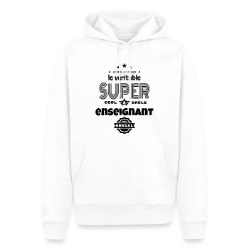 super enseignant 100% parfait humour - Sweat à capuche Premium bio Homme - blanc - Devant - Nico (187cm)