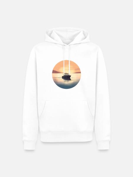 Motorboot im Sonnenuntergang Hintergrund - Männer Premium Bio Hoodie - Weiß