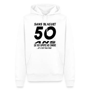 50 ans / anniversaire 50 ans / cadeaux 50 ans - Sweat à capuche Premium bio Homme - blanc - Devant - Nico (187cm)