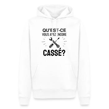 qu'est-ce que vous avez encore cassé - Sweat à capuche Premium bio Homme - blanc - Devant - Nico (187cm)