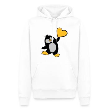 Freundlicher Pinguin zeigt Herz - Männer Premium Bio Hoodie - Weiß - Vorne - Nico (187cm)