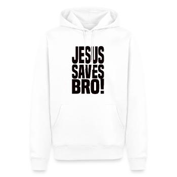 Jésus sauve Bro! - Sweat à capuche Premium bio Homme - blanc - Devant - Nico (187cm)