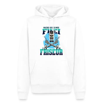 Ein Friseur ist immer im Stress - Männer Premium Bio Hoodie - Weiß - Vorne - Nico (187cm)