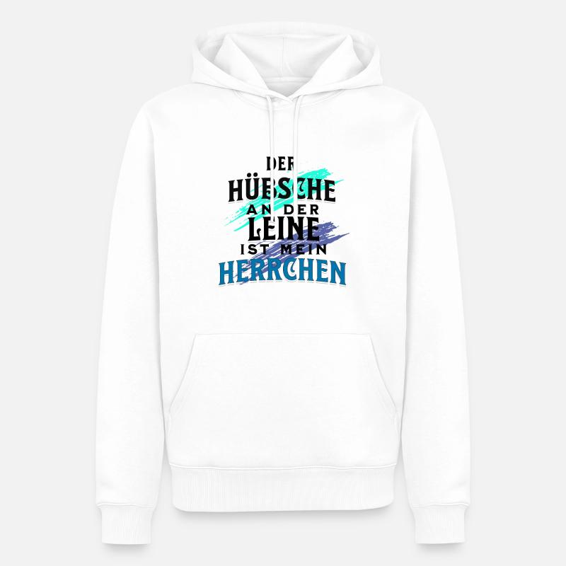 Herrchen Gassi Spruch - Männer Premium Bio Hoodie - Weiß