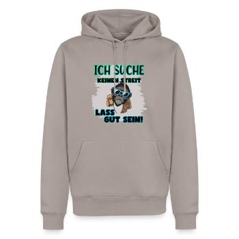 Affe Sonnenbrille Muskeln kein Streit Frieden - Männer Premium Bio Hoodie - Taupe - Vorne - Nico (187cm)