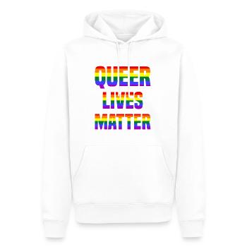Queer Lives Matter Arc-en-ciel - Sweat à capuche Premium bio Homme - blanc - Devant - Nico (187cm)