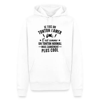 je suis un tonton gamer / cadeau humour tonton - Sweat à capuche Premium bio Homme - blanc - Devant - Nico (187cm)