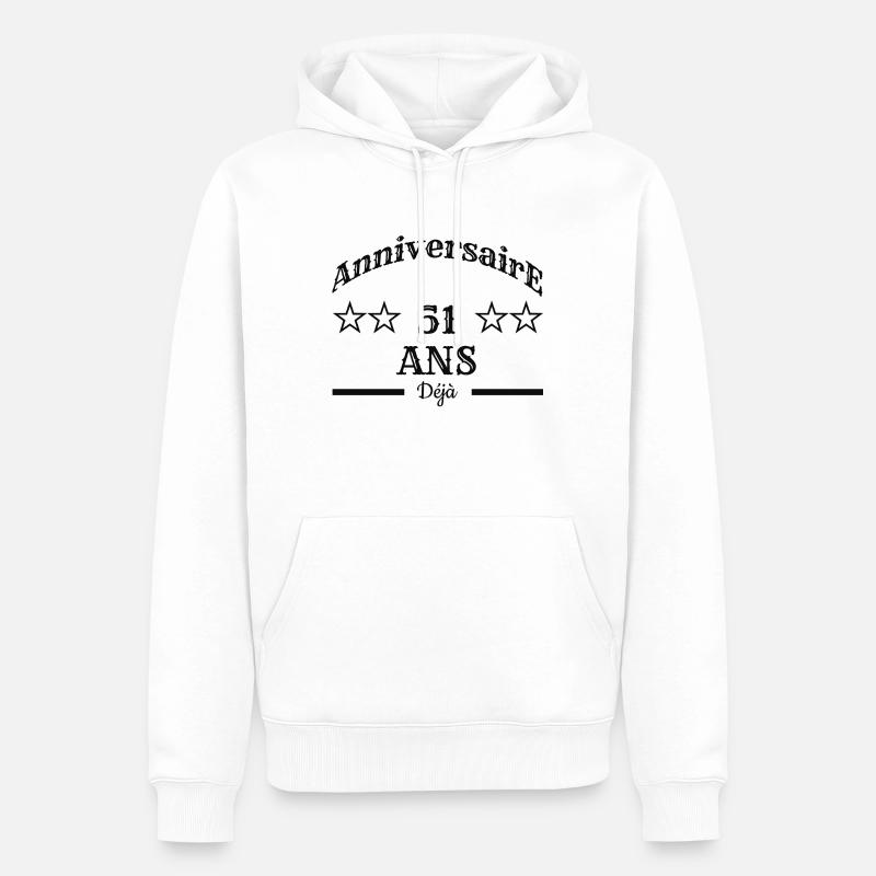 Anniversaire 51 ans déjà - Sweat à capuche Premium bio Homme - blanc