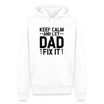 Keep Calm And Let Dad Fix It - Männer Premium Bio Hoodie - Weiß - Vorne - Nico (187cm)