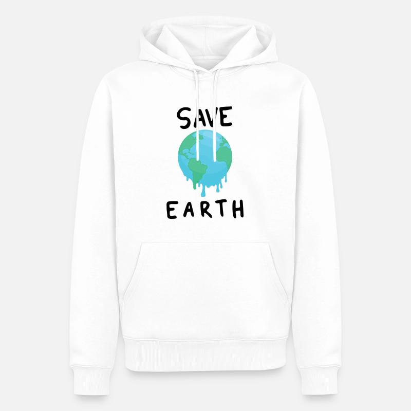 Save Earth Climate Change Sustainable - Sweat à capuche Premium bio Homme - blanc