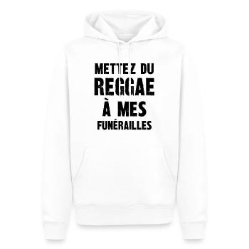 mettez du reggae à mes funérailles - Sweat à capuche Premium bio Homme - blanc - Devant - Nico (187cm)