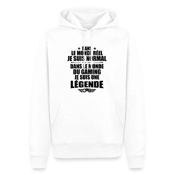 Dans Le Monde Du Gaming, Je Suis Une Légende ! - Sweat à capuche Premium bio Homme - blanc - Devant - Nico (187cm)