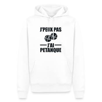 Je Ne Peux Pas, J'Ai Pétanque - Sweat à capuche Premium bio Homme - blanc - Devant - Nico (187cm)
