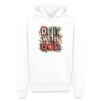 Do it with God - cooles christliches Geschenk - Männer Premium Bio Hoodie - Weiß - Vorne - Nico (187cm)