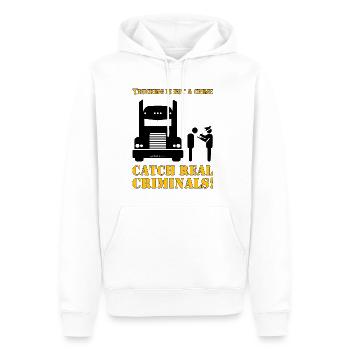 Trucking is not a Crime - Catch real Criminal - Men’s Premium Organic Hoodie - white - Front - Nico (187cm)