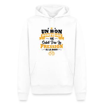 Homme Portugais boit la pression bière apéro - Sweat à capuche Premium bio Homme - blanc - Devant - Nico (187cm)