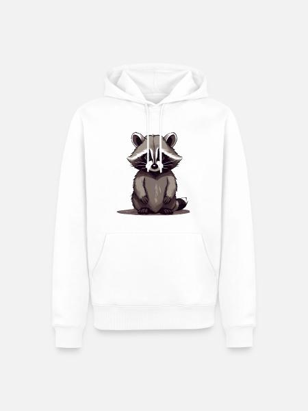 Waschbär sitzend - Männer Premium Bio Hoodie - Weiß
