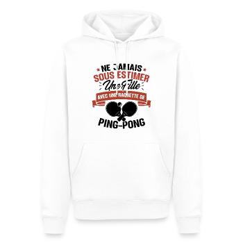 Une fille et joueur de ping-pong - Sweat à capuche Premium bio Homme - blanc - Devant - Nico (187cm)