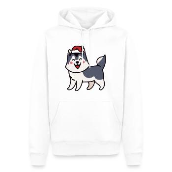 Husky Père Noël Chien Malamute - Sweat à capuche Premium bio Homme - blanc - Devant - Nico (187cm)