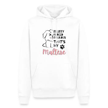 Fluffy Fierce Fabulous – Sweet Maltese Gift - Men’s Premium Organic Hoodie - white - Front - Nico (187cm)