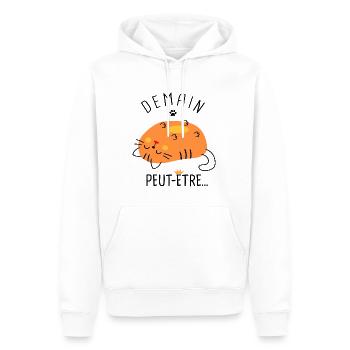 Chat peut etre demain Humour drôle - Sweat à capuche Premium bio Homme - blanc - Devant - Nico (187cm)