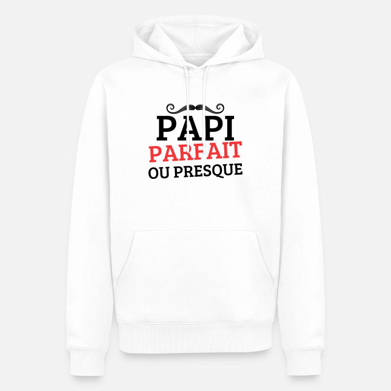 PAPI PERFEKT oder FAST PERFEKT - Männer Premium Bio Hoodie - Weiß