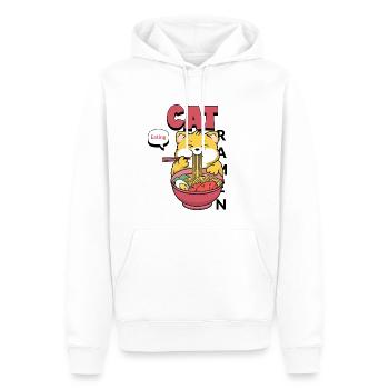 Chat mangeant des ramen spaghetti t-shirt cadeau - Sweat à capuche Premium bio Homme - blanc - Devant - Nico (187cm)