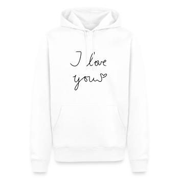 ich liebe dich text herz - Männer Premium Bio Hoodie - Weiß - Vorne - Nico (187cm)